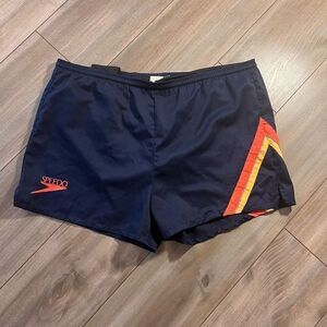 Vintage‎ Speedo Blue Athletic Swimsuit Shorts Men Large Bin J-23